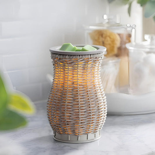 Lampe chauffe-cire parfumée électrique EN OSIER LAVÉ GRIS - CANDLE WARMERS® Déco et Senteur du Monde