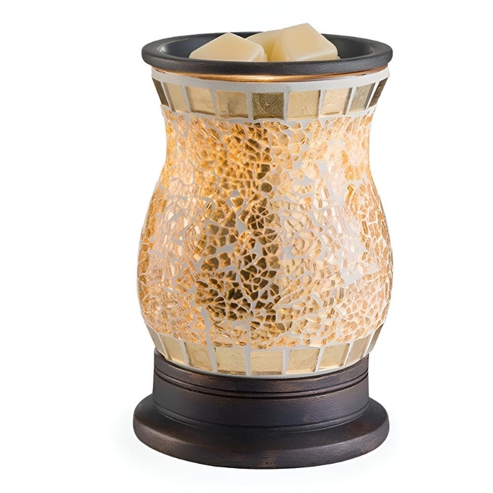 Lampe chauffe-cire parfumée électrique GOLDED GLASS  mosaïque dorée - CANDLE WARMERS® Déco et Senteur du Monde