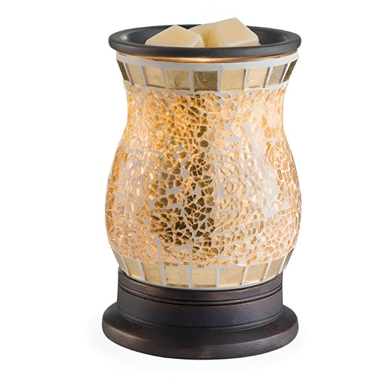 Lampe chauffe-cire parfumée électrique GOLDED GLASS  mosaïque dorée - CANDLE WARMERS® Déco et Senteur du Monde