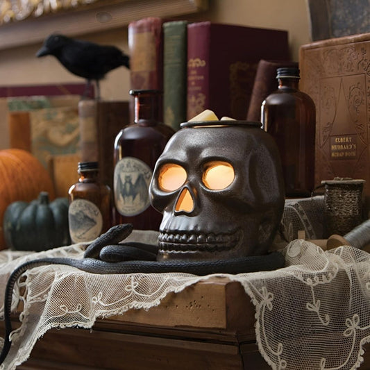 Lampe chauffe-cire parfumée électrique Crâne Céramique - CANDLE WARMERS® Déco et Senteur du Monde