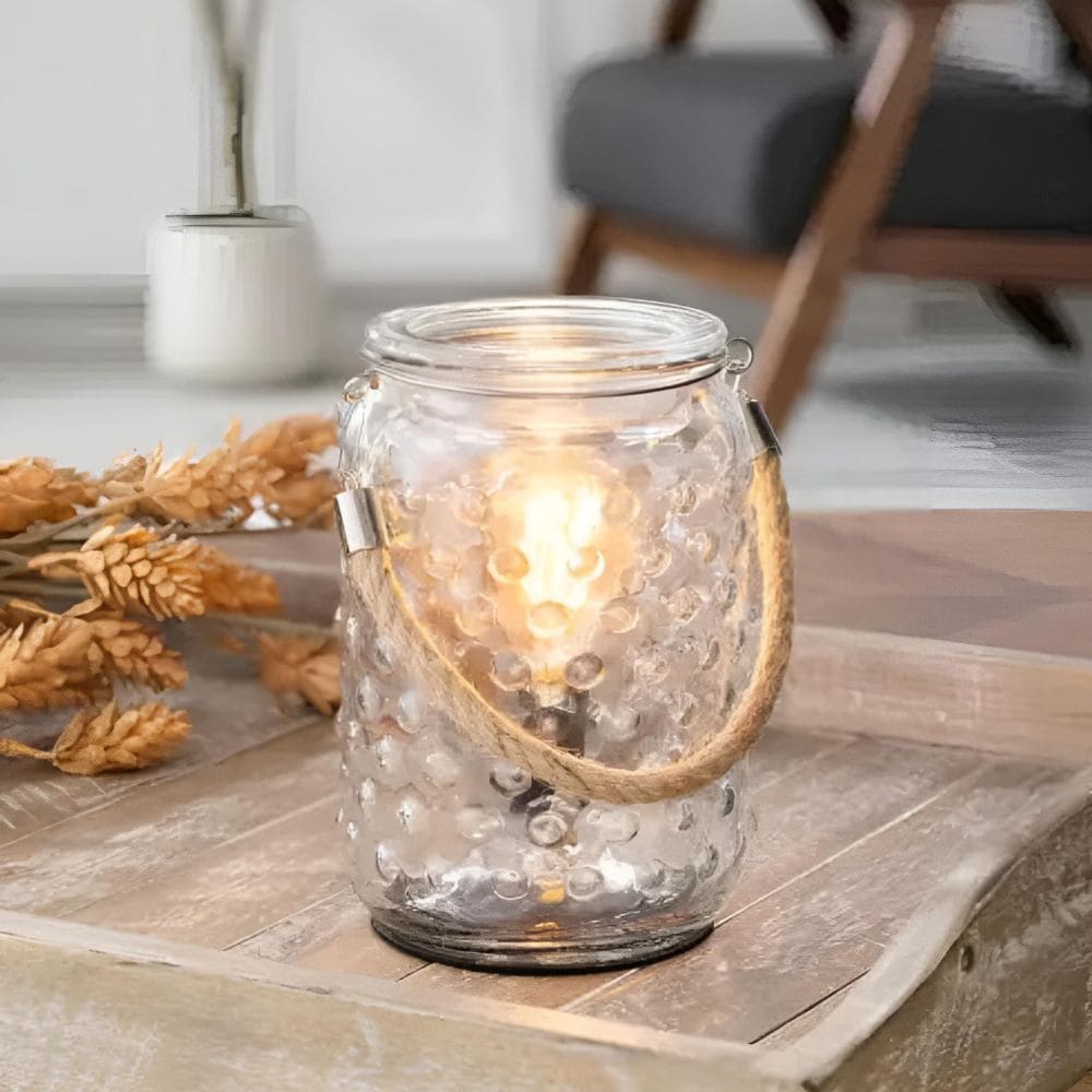 Lampe chauffe-cire parfumée électrique Edison en VERRE à clous et corde Déco et Senteur du Monde