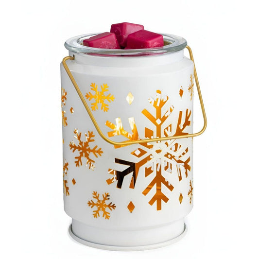 Lampe chauffe-cire parfumée électrique Flocon de Neige Edison blanche - CANDLE WARMERS® Déco et Senteur du Monde