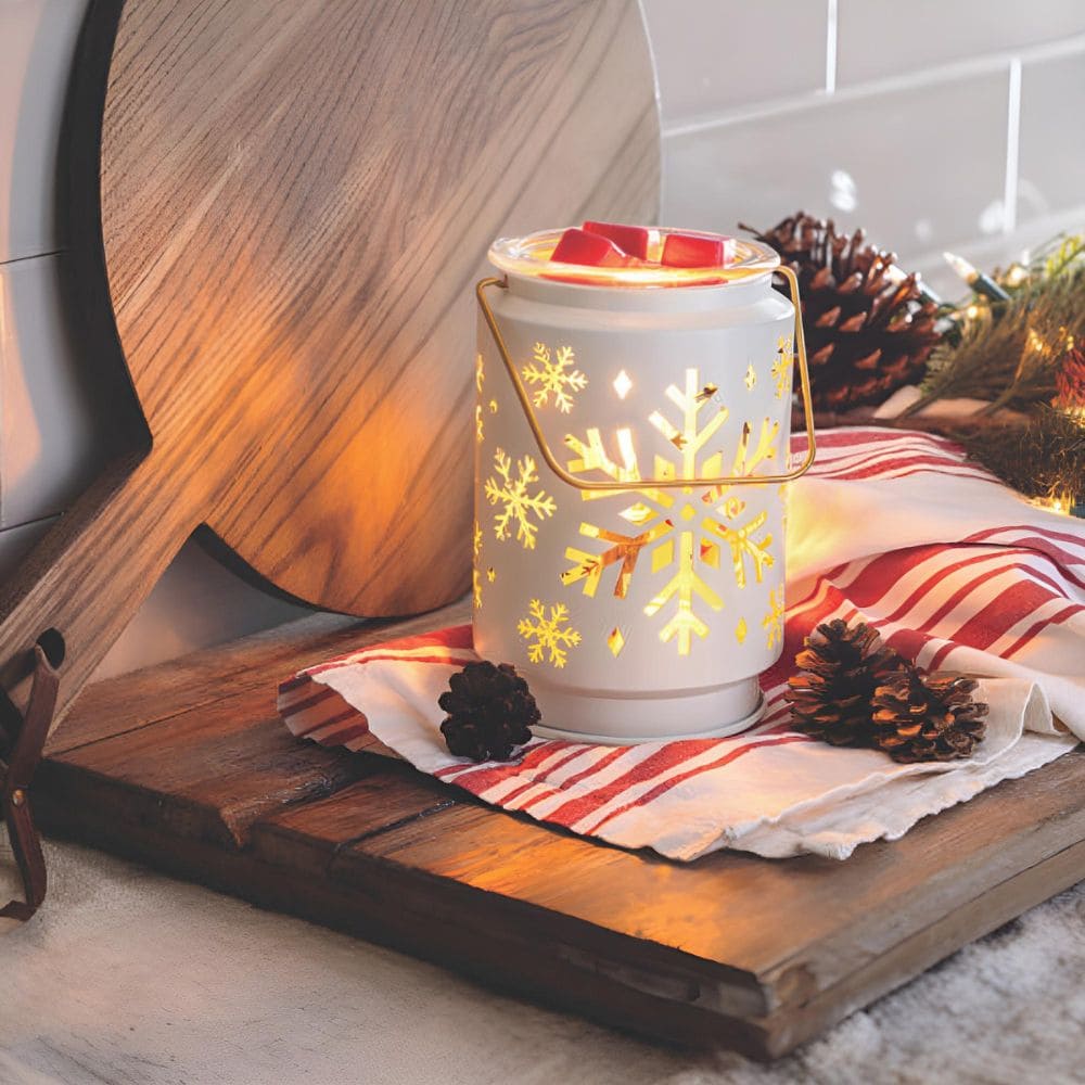 Lampe chauffe-cire parfumée électrique Flocon de Neige Edison blanche - CANDLE WARMERS® Déco et Senteur du Monde