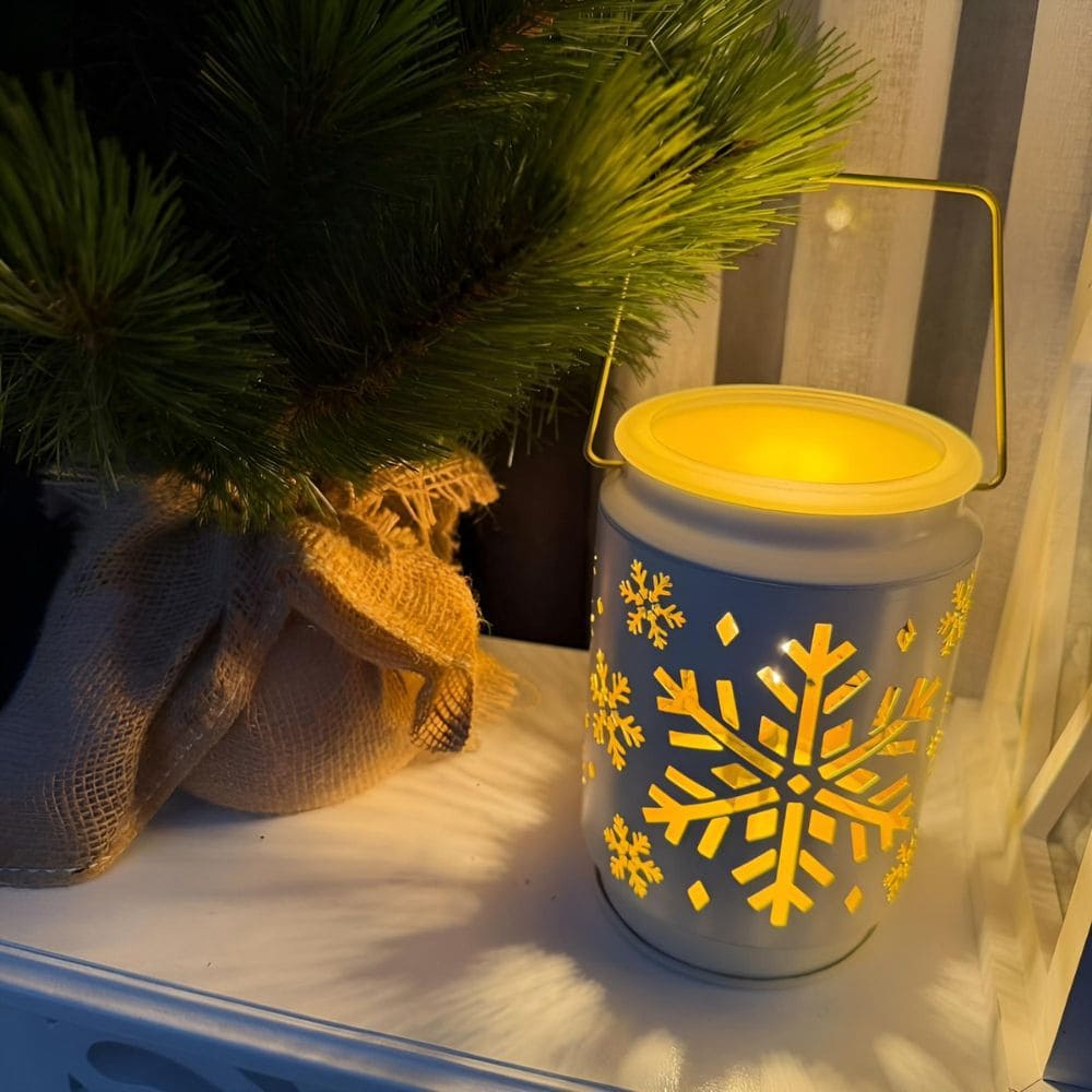 Lampe chauffe-cire parfumée électrique Flocon de Neige Edison blanche - CANDLE WARMERS® Déco et Senteur du Monde