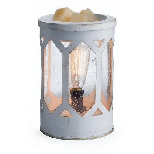Lampe chauffe-cire parfumée électrique ARBOR Edison métal blanc CANDLE WARMERS® Déco et Senteur du Monde