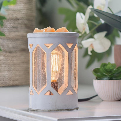 Lampe chauffe-cire parfumée électrique ARBOR Edison métal blanc CANDLE WARMERS® Déco et Senteur du Monde