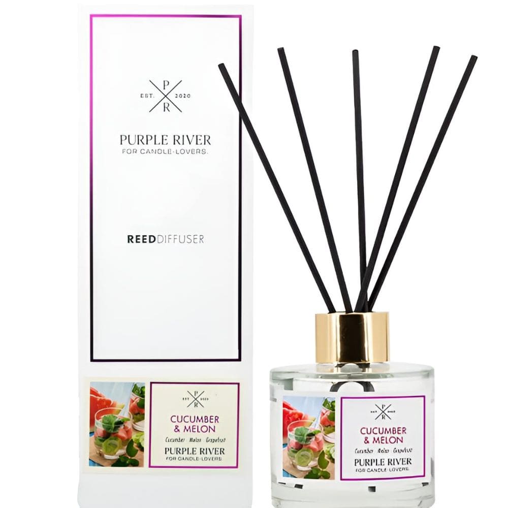 Diffuseurs de parfum à bâtonnets Purple River Concombre Melon 100 ml, diffuseur élégant pour intérieur, parfum frais et fruité