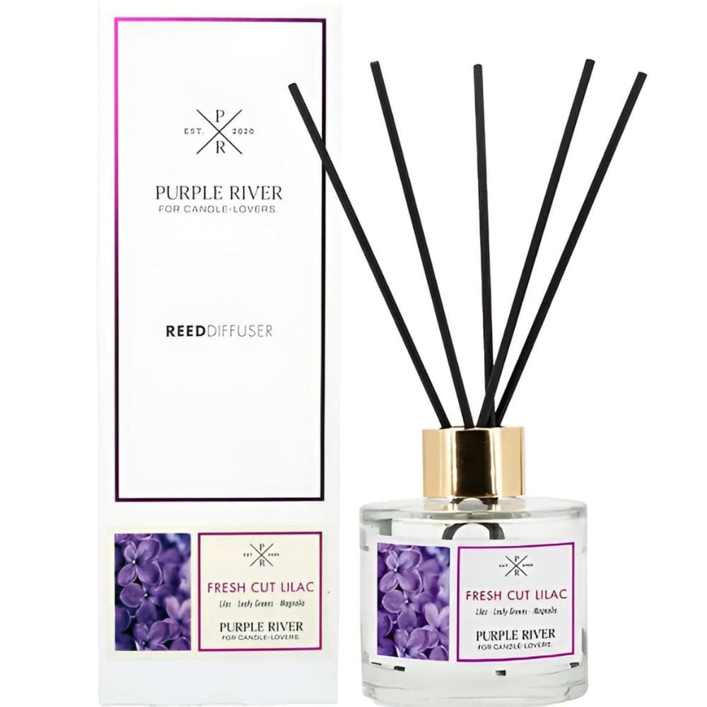 Diffuseurs de parfum à bâtonnets Purple River Fresh Cut Lilac 100 ml, diffuseur d’ambiance élégant et parfum floral frais pour intérieur