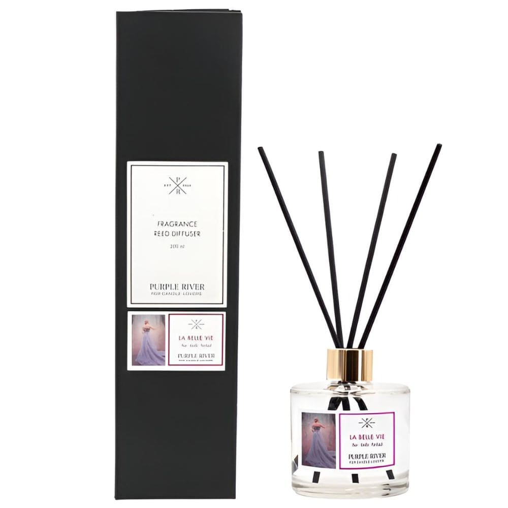 Diffuseur de parfum à bâtonnets Purple River La Belle Vie 200 ml, parfum raffiné et élégant pour intérieur, diffusion longue durée