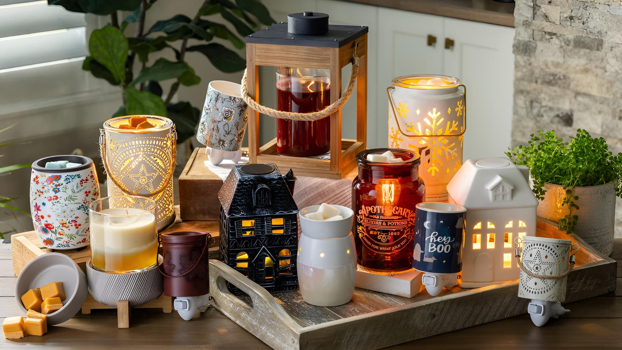 Lampe électrique chauffe-cire 2024 de la marque Candle Warmers, disponible chez Déco et Senteur du Monde, design moderne pour fondants parfumés