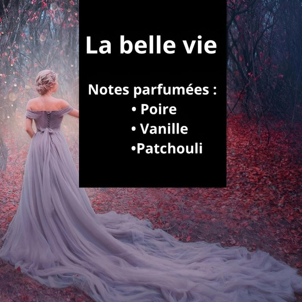 Parfum La Belle Vie de la marque Purple River avec des notes de poire en tête de vanille en cœur et de patchouli en fond disponible chez Déco et Senteur du Monde