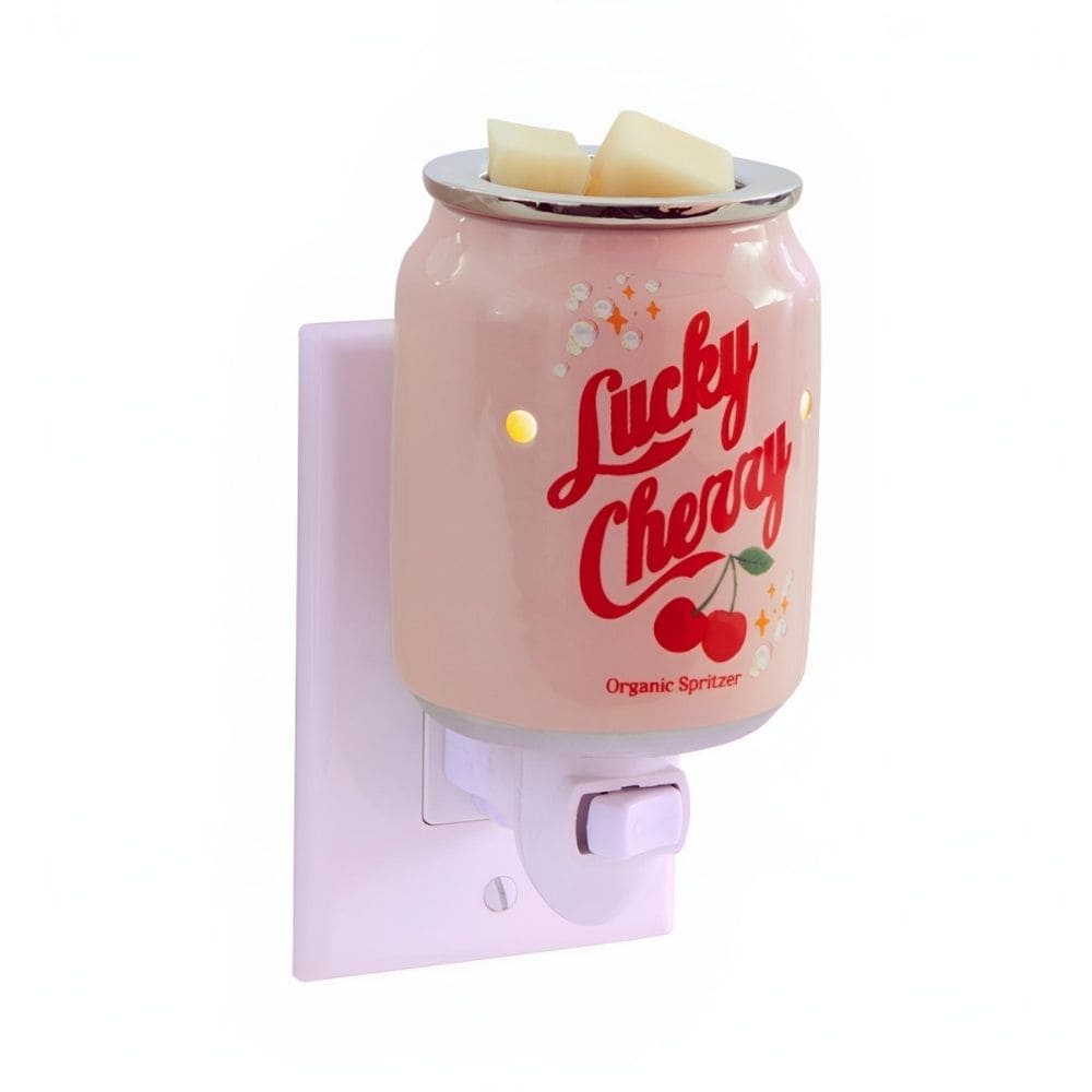 Lampe murale à parfum électrique Lucky Cherry en forme de bouteille de limonade rose.
