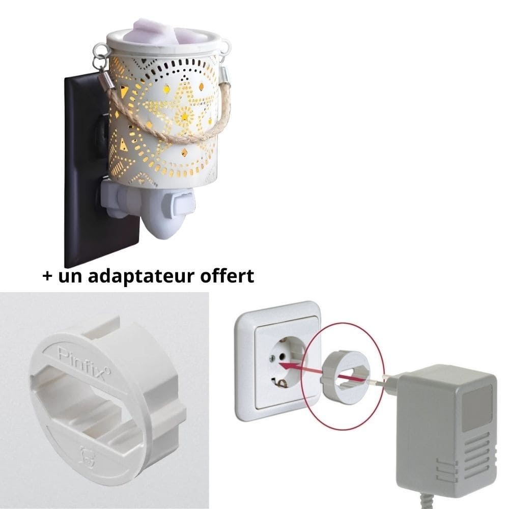 Adaptateur de socle inclus pour stabiliser la Lampe murale à parfum électrique Étoile Solaire sur la prise.