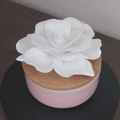 Diffuseur passif en céramique AIROME ROSE avec fleur en porcelaine